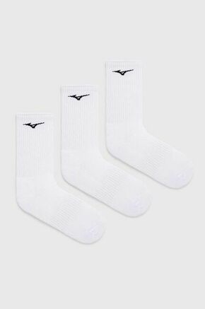 Čarape Mizuno 3-pack - bijela. Visoke čarape iz kolekcije Mizuno. Model izrađen od materijala koji osigurava termoregulaciju. U setu tri para.