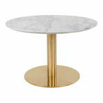 Bijeli/u zlatnoj boji okrugli stolić za kavu s pločom stola u mramornom dekoru 70x70 cm Bolzano – House Nordic