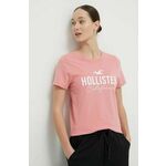 HOLLISTER Majica ružičasta / bijela
