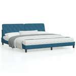 Okvir kreveta s LED svjetlima plavi 200 x 200 cm baršunasti