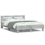 vidaXL Okvir za krevet s uzglavljem i LED siva boja betona 140x190 cm
