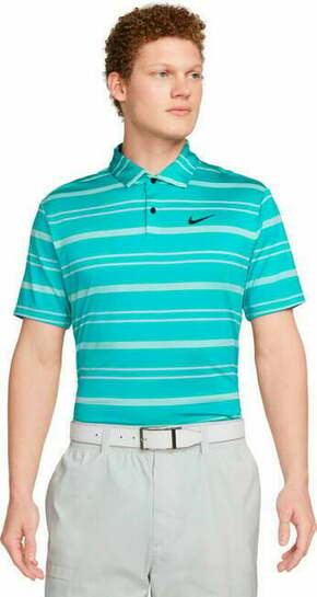 Nike Dri-Fit Tour Mens Striped Golf Polo Teal Nebula/Jade Ice/Black XL