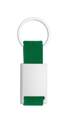 Privjesak za ključeve metalni sa poliesterskom trakom zeleni