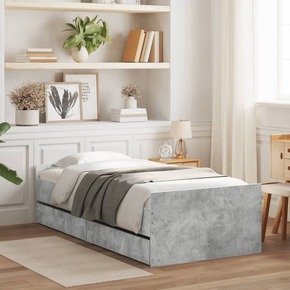 VidaXL Okvir kreveta s ladicama siva boja betona 100 x 200 cm