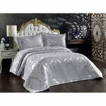 Sivi pamučni prekrivač i jastučnica set za bračni krevet 240x260 cm Beste - Mijolnir