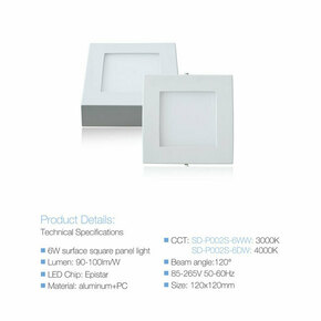 Led panel (lampa) nadgradna kockasta SD-P002S - 120x120mm 6DW