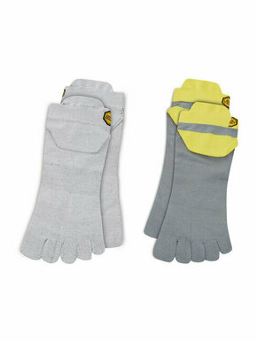 Set od 2 para unisex niskih čarapa Vibram Fivefingers Athletic No Show S21N24P Light Grey/Yellow Grey