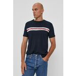 Majica kratkih rukava Tommy Hilfiger za muškarce, boja: tamno plava - mornarsko plava. Majica iz kolekcije Tommy Hilfiger. Model izrađen od lagano elastične pletenine.