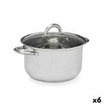 Casserole with glass lid Silver Stainless steel 34 x 14,5 x 25,5 cm (6 Units)
