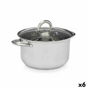 Casserole with glass lid Silver Stainless steel 34 x 14