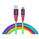 Kabel ADDA USB-209-RB, Fusion Charge+Data, USB-A na Type-C, 18W, pleteni, 1m, dugine boje USB-209-RB