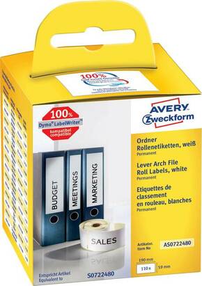 Avery-Zweckform etikete u roli 190 x 54 mm papir bijela 110 St. trajno naljepnice za datoteke AS0722480