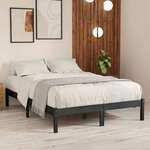 Okvir za krevet od masivne borovine sivi 135 x 190 cm UK bračni