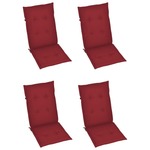vidaXL Jastuci za vrtne stolice 4 kom crvena boja vina 120 x 50 x 4 cm