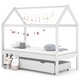 Okvir za dječji krevet s ladicom od borovine bijeli 80 x 160 cm
