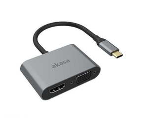 Akasa USB Type-C 2-u-1 adapter s USB C na HDMI i VGA