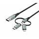 Vention USB 2.0 A Male to 3-in-1 Micro-B USB-C Lightning Male Cable 1,5m, Gray