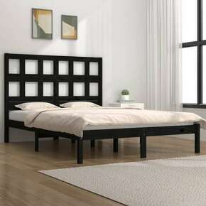 Okvir za krevet od borovine crni 120 x 190 cm 4FT mali bračni
