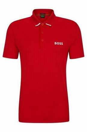Muški teniski polo BOSS x Matteo Drop-needle Polo Shirt With Contrast Logos - medium red