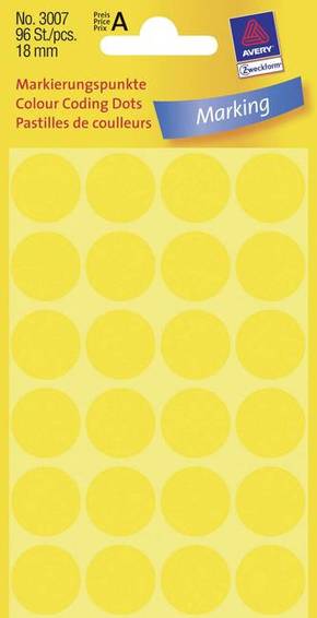 Avery-Zweckform 3007 naljepnice za markerske točke Ø 18 mm žuta 96 St. trajno papir