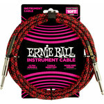 Ernie Ball Braided Straight Straight Inst Cable Crna-Crvena 3 m Ravni - Kutni