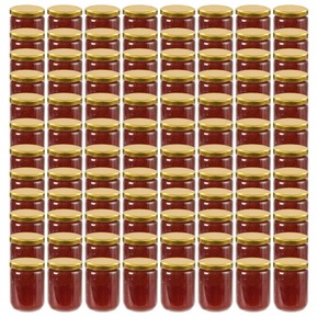 VidaXL Staklenke za džem sa zlatnim poklopcima 96 kom 230 ml