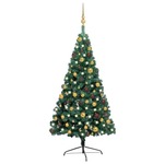 vidaXL Umjetna polovica božićnog drvca LED s kuglicama zelena 120 cm