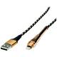 Roline USB kabel USB 2.0 USB-A utikač, Apple Lightning utikač 1.00 m crna, zlatna sa zaštitom 11.02.8923