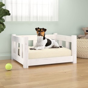 Krevet za pse bijeli 55 5 x 45 5 x 28 cm od masivne borovine