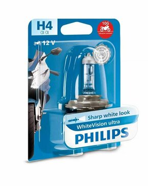 Philips WhiteVision Ultra Moto (12V) - do 60% više svjetla - do 35% bjelije (4200K)Philips WhiteVision Ultra Moto (12V) - up to 60% more light - up H4-WVULM-1
