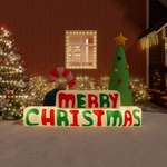 Ukras na napuhavanje "Merry Christmas" s LED svjetlima 197 cm