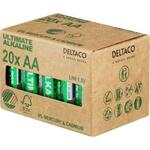 DELTACO Ultimate Alkaline batteries, LR6/AA size, 20-pack