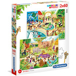 Zoološki vrt Supercolor 2u1 puzzle 2x60kom - Clementoni