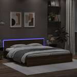 Okvir za krevet s uzglavljem i LED boja smeđeg hrasta 200x200cm