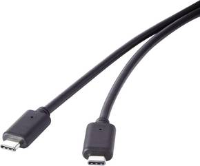 USB 3.2 (gen 2x2)Gene 2priključni kabel [1x muški konektor USB-C™ - 1x muški konektor USB-C™] 50.00 cm crna pozlaćeni kontakti Renkforce