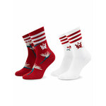 Set od 2 para ženskih visokih čarapa adidas THEBE MAGUGU HK035 Off White/Power Red