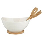 Altom Design zdjela za salatu s podlogom i žlicama od bambusa 29 x 24 x 15 cm - 01010052033