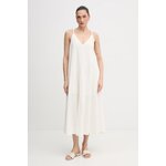 Haljina s dodatkom lana Dkny bež DJ6D9162
