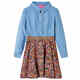 vidaXL Dječja haljina s dugim rukavima modra i plava boja trapera 128