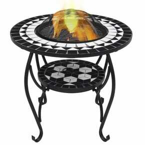 Mozaični stolić s ognjištem crno-bijeli 68 cm keramički