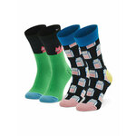Set od 2 para dječjih visokih čarapa Happy Socks KCAT02-9300 Šarena