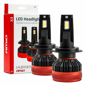 AMiO X3 Series H7 LED Headlight žarulje - do 520% više svjetla - 6500KAMiO X3 Series H7 LED Headlight bulbs - up to 520% more light - 6500K H7-X3-02980