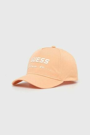 Pamučna kapa sa šiltom Guess boja: narančasta