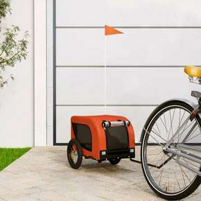 VidaXL Prikolica za bicikl za pse narančasto-crna od tkanine i željeza