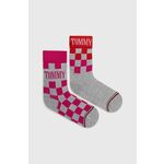 Dječje čarape Tommy Hilfiger boja: ljubičasta - ljubičasta. Dječje visoke čarape iz kolekcije Tommy Hilfiger. Model izrađen od elastičnog materijala s uzorkom. U setu dva para.