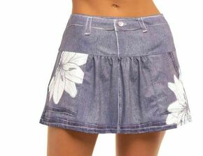 Ženska teniska suknja Lucky in Love Novelty Floral Denim Pocket Skirt - medium denin