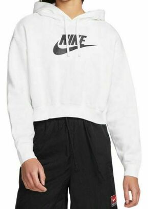 Ženski sportski pulover Nike Sportswear Club Fleece Oversized Crop Hoodie - white/black