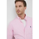Košulja Polo Ralph Lauren muška, boja ružičasta, - roza. Košulja iz kolekcije Polo Ralph Lauren. Model izrađen od tanke, lagano elastične tkanine. Ima mekani button-down ovratnik.