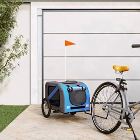 VidaXL Prikolica za bicikl za pse plavo-siva od tkanine i željeza