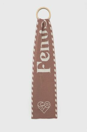 Kratki šal s primjesom vune Femi Stories boja: ružičasta - roza. Šal iz kolekcije Femi Stories. Model izrađen od pletenine s uzorkom.